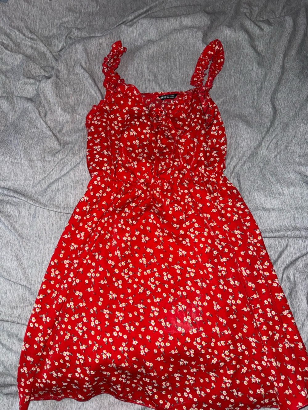 Red Floral Sundress with Ruffle Straps